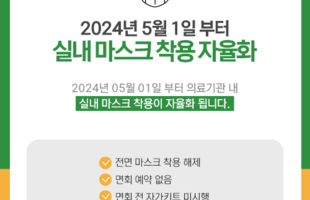 2024년 05월 01일 실내 마스크 착용 자율화